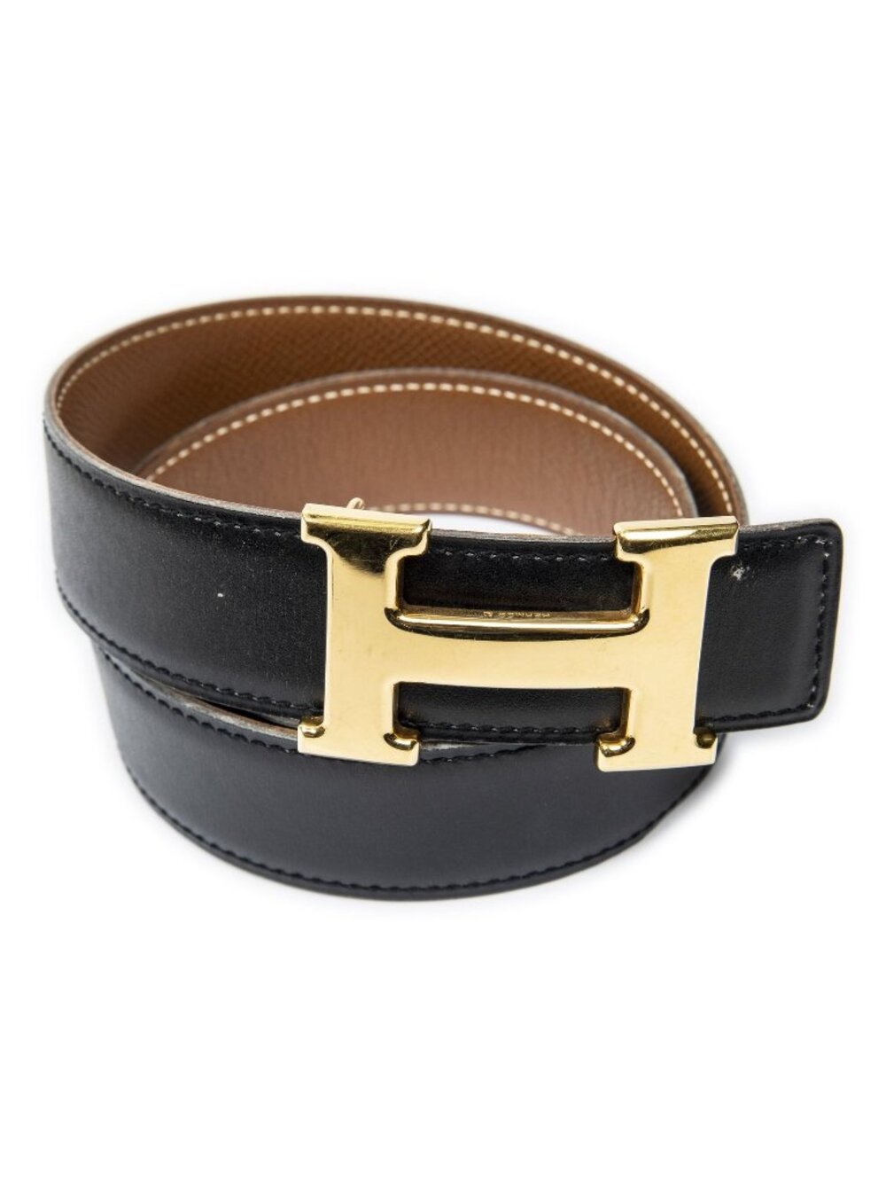 Hermes Constance Belt H 32 Black Brown Box Leather